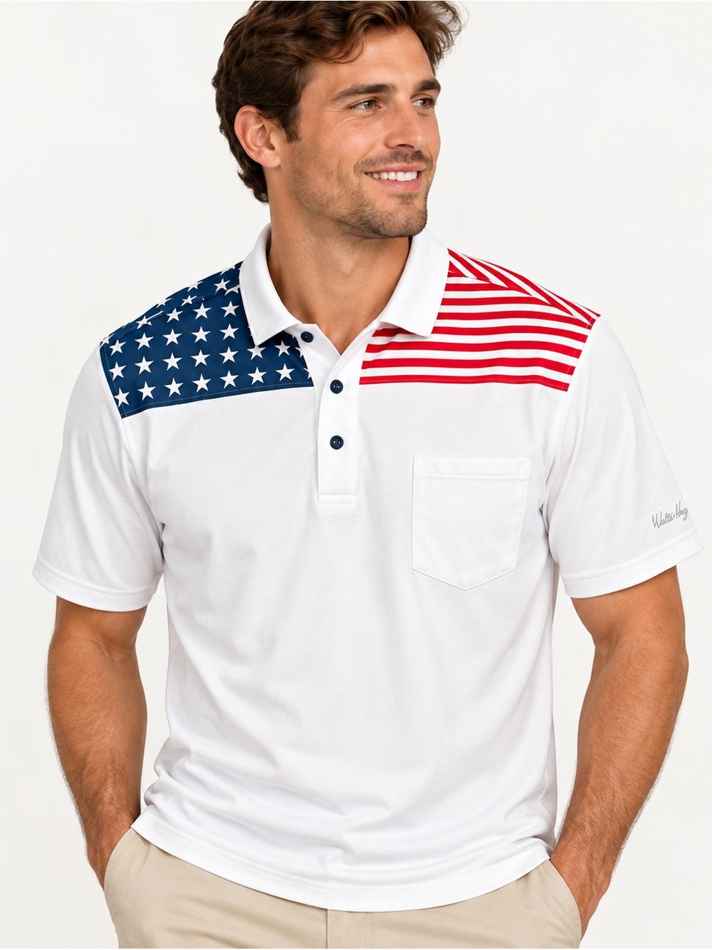 Walter Hagen Men’s USA Flag Golf Polo Shirt XXL